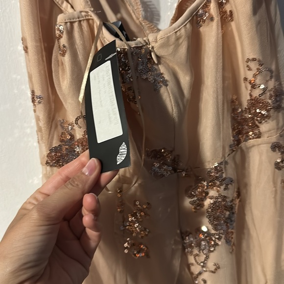 Nasty gal size 10 mesh slip dress lined under with bikini pink beige unitard - Picture 8 of 8